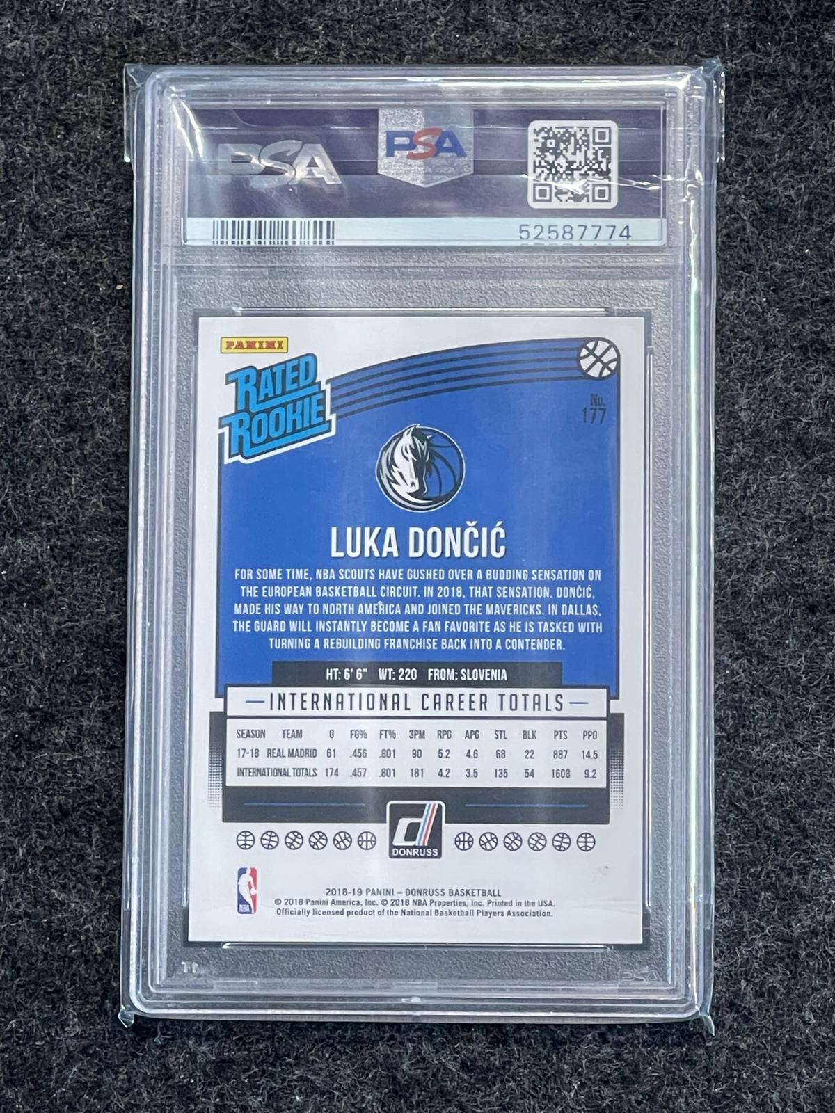 2018-19 Donruss #177 Luka Doncic PSA 10 Dallas Mavericks RC