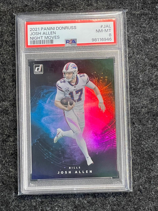 2021 Donruss #NM-JAL Josh Allen Night Moves PSA 8 Buffalo Bills