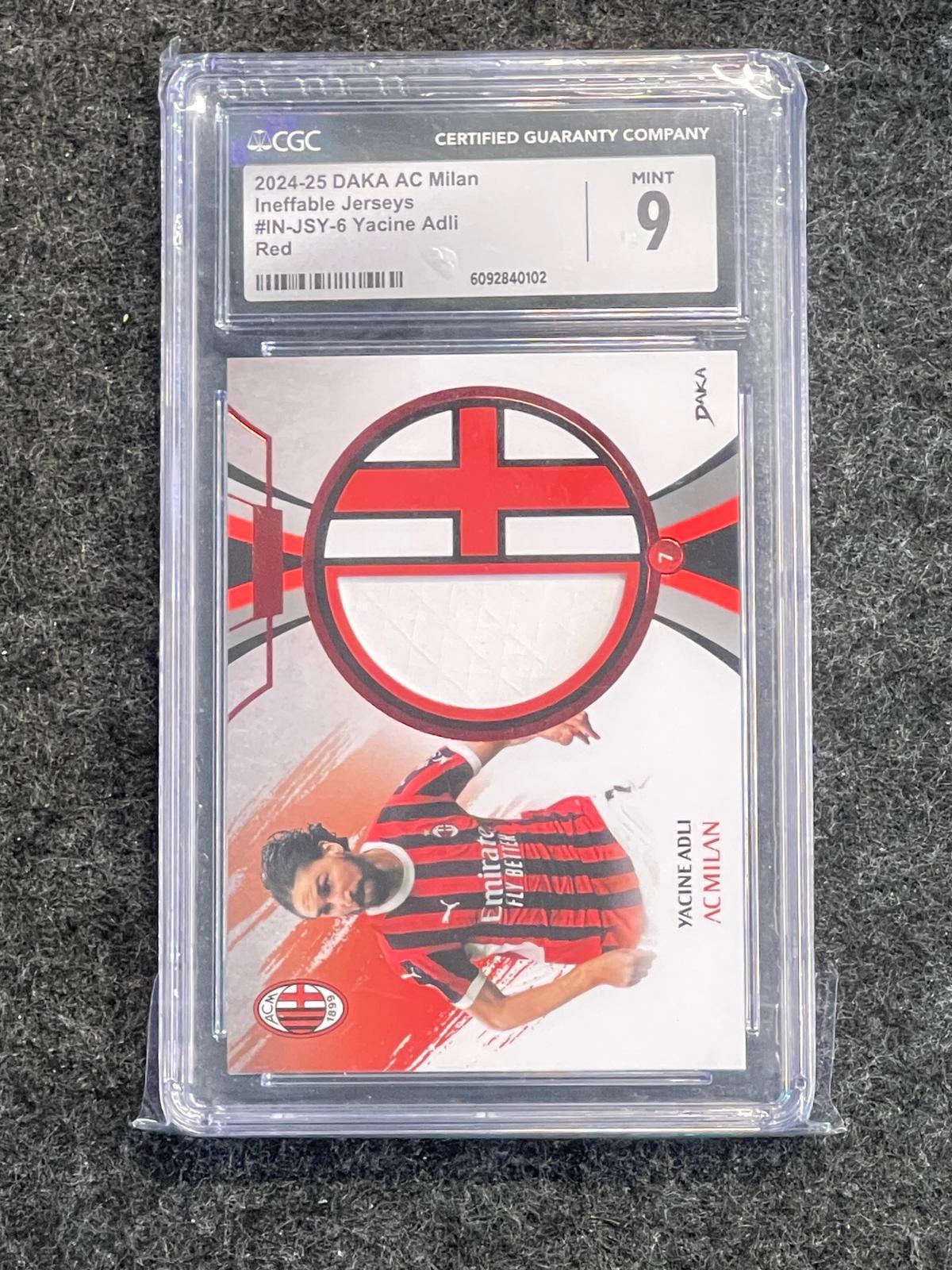2024-25 Daka AC Milan One & Two #IN-JSY-6 Yacine Adli Ineffable Jerseys Red CGC 9 #/35 AC Milan SN, MEM