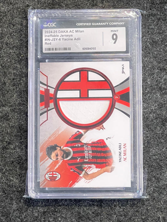 2024-25 Daka AC Milan One & Two #IN-JSY-6 Yacine Adli Ineffable Jerseys Red CGC 9 #/35 AC Milan SN, MEM