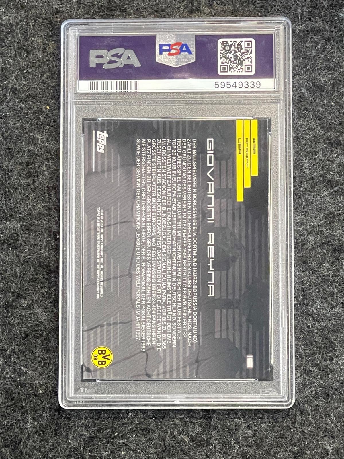 2020 Topps BVB Curated Set #15 Giovanni Reyna PSA 10 Borussia Dortmund