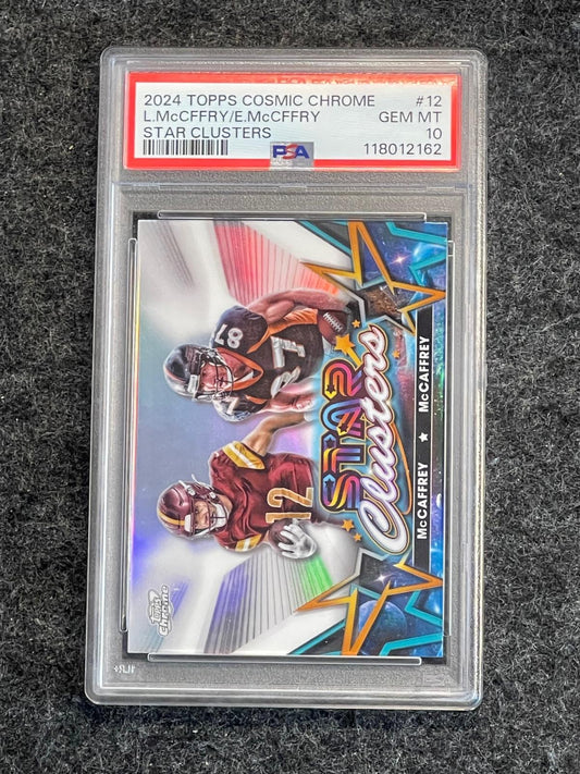 2024 Topps Chrome Cosmic #SCL-12 Ed McCaffrey / Luke McCaffrey Star Clusters PSA 10