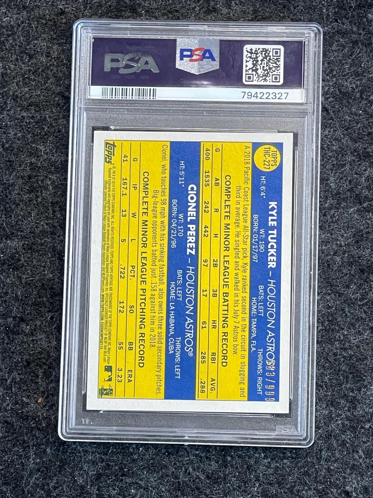 2019 Topps Heritage #THC-227 Cionel Perez / Kyle Tucker Chrome (Hobby) PSA 9 #/999 Houston Astros SN