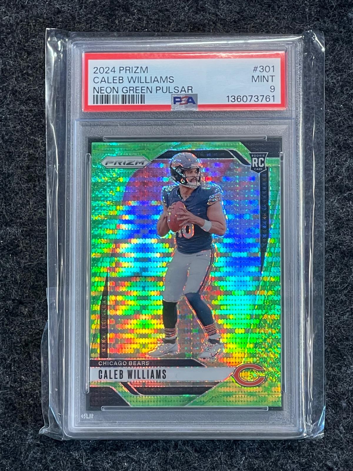 2024 Panini Prizm #301 Caleb Williams Neon Green Pulsar PSA 9 Chicago Bears RC