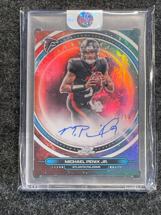 2025 Topps Chrome Cosmic #EQA-MPJ Michael Penix Jr. Equinox Autographs #/99 Atlanta Falcons SN, AU