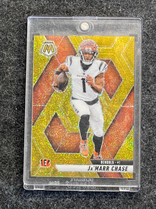 2025 Panini Mosaic #11 Ja'Marr Chase Gold Glitter #/5 Cincinnati Bengals SN
