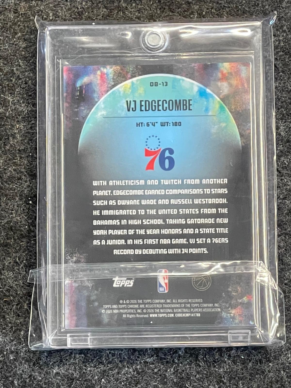 2025-26 Topps Chrome Black #OB-13 VJ Edgecombe Obscura Philadelphia 76ers
