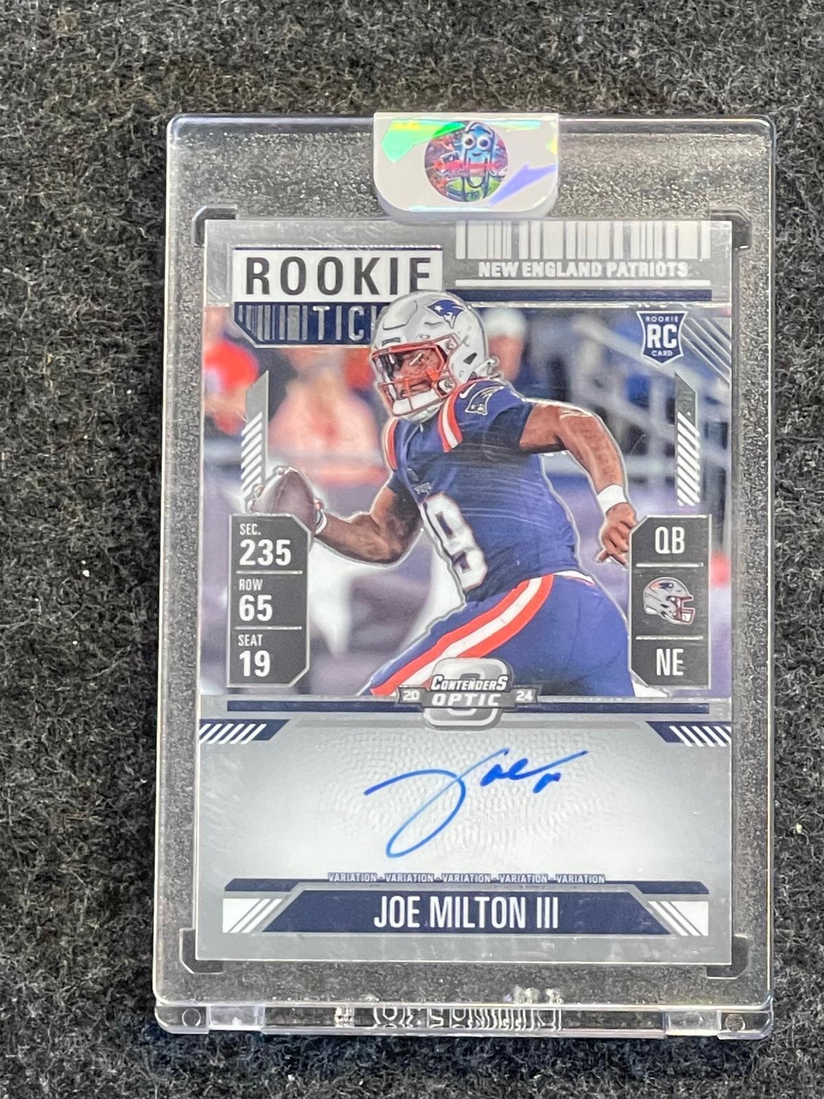 2024 Panini Contenders Optic #106 Joe Milton III Silver New England Patriots RC, AU
