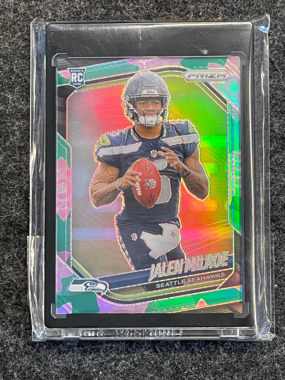 2025 Panini Prizm #317 Jalen Milroe Lotus Flower #/18 Seattle Seahawks SN