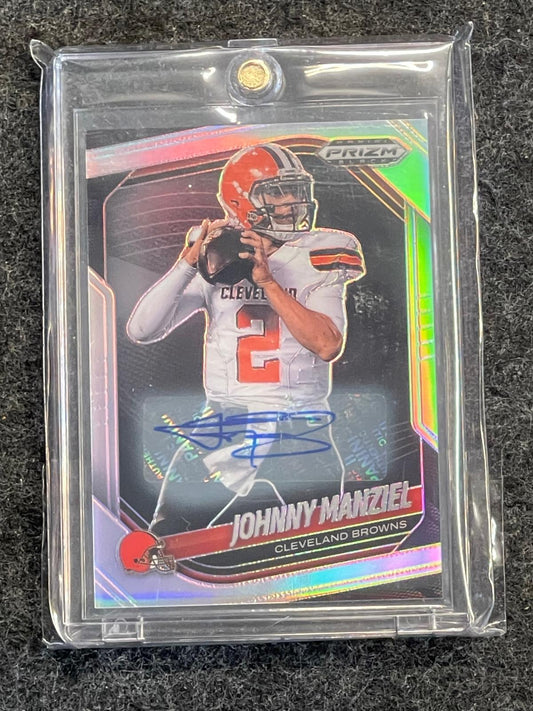2025 Panini Prizm Black #33 Johnny Manziel Autographs Prizm Silver Cleveland Browns AU