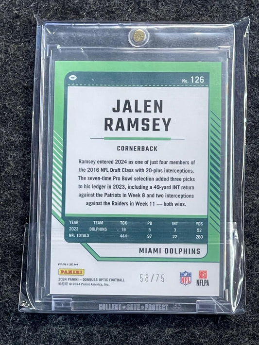 2024 Donruss Optic #126 Jalen Ramsey Electricity #/75 Miami Dolphins SN
