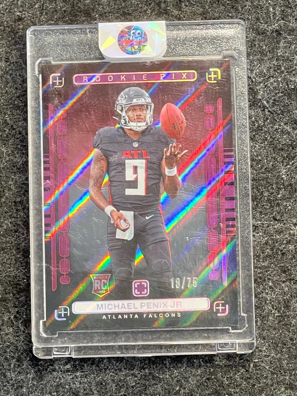 2024 Panini Photogenic #16 Michael Penix Jr. Rookie Pix Purple #/75 Atlanta Falcons SN