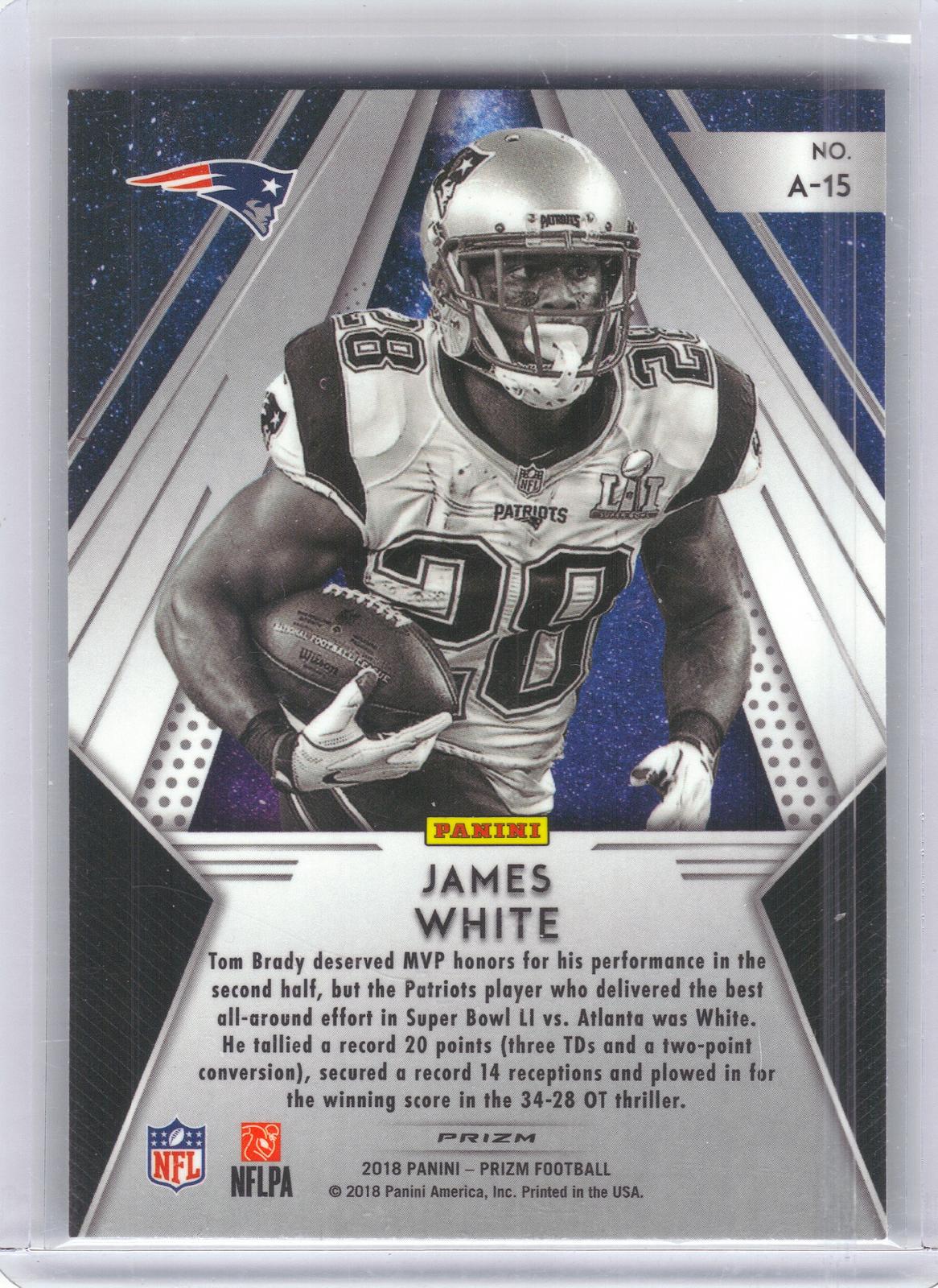 2018 Panini Prizm #A-15 James White Apex Prizm New England Patriots
