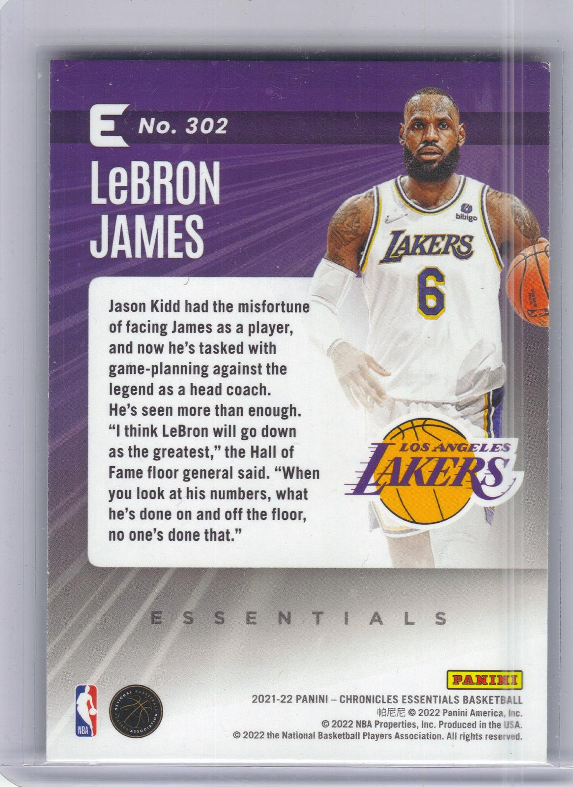 2021-22 Panini Chronicles #302 LeBron James Green Los Angeles Lakers