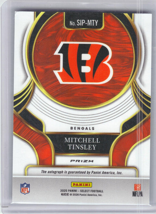 2025 Panini Select #SIP-MTY Mitchell Tinsley Select Signatures Prizm Cincinnati Bengals AU