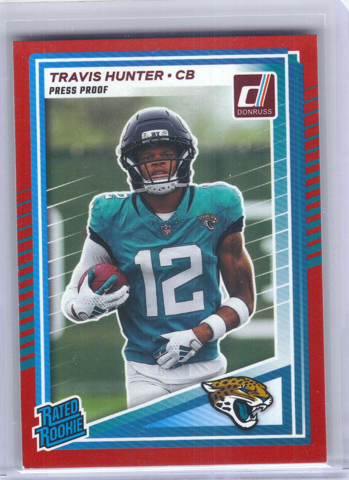2025 Donruss #301 Travis Hunter Press Proofs Red Jacksonville Jaguars RC