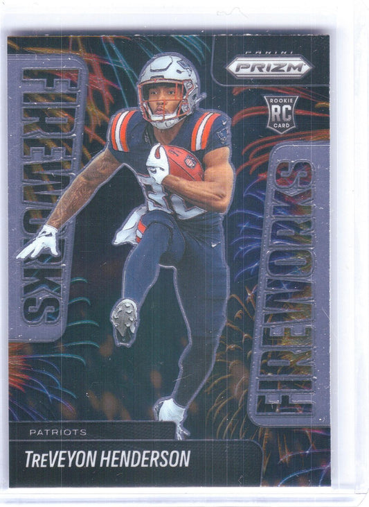 2025 Panini Prizm #24 TreVeyon Henderson Fireworks New England Patriots