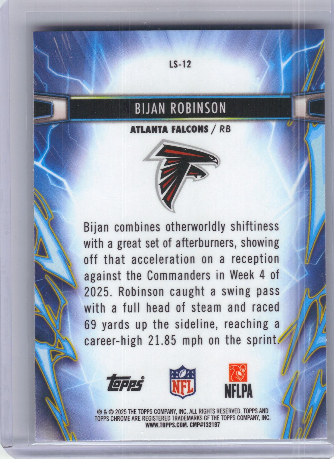 2025 Topps Chrome Cosmic #LS-12 Bijan Robinson Light Speed Atlanta Falcons