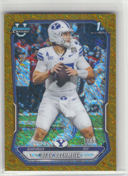2026 Bowman #BCP-26 Bear Bachmeier Chrome Prospects Gold Mojo Refractor #/50 BYU Cougars SN