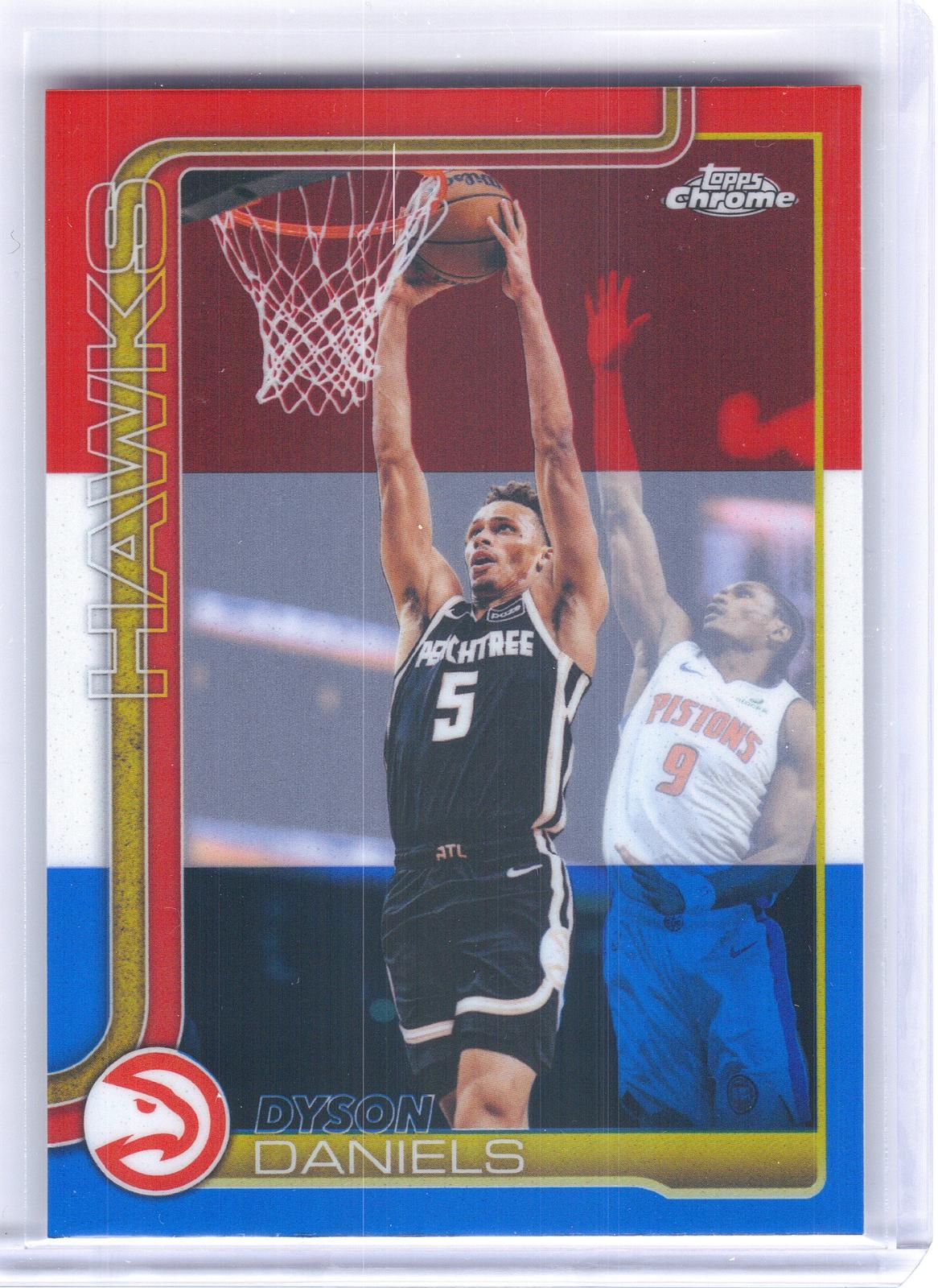 2025-26 Topps Chrome Update #59 Dyson Daniels Red White and Blue Refractor Atlanta Hawks