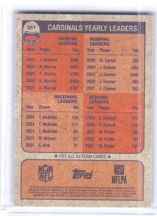 2026 Topps Heritage #351 Arizona Cardinals Arizona Cardinals
