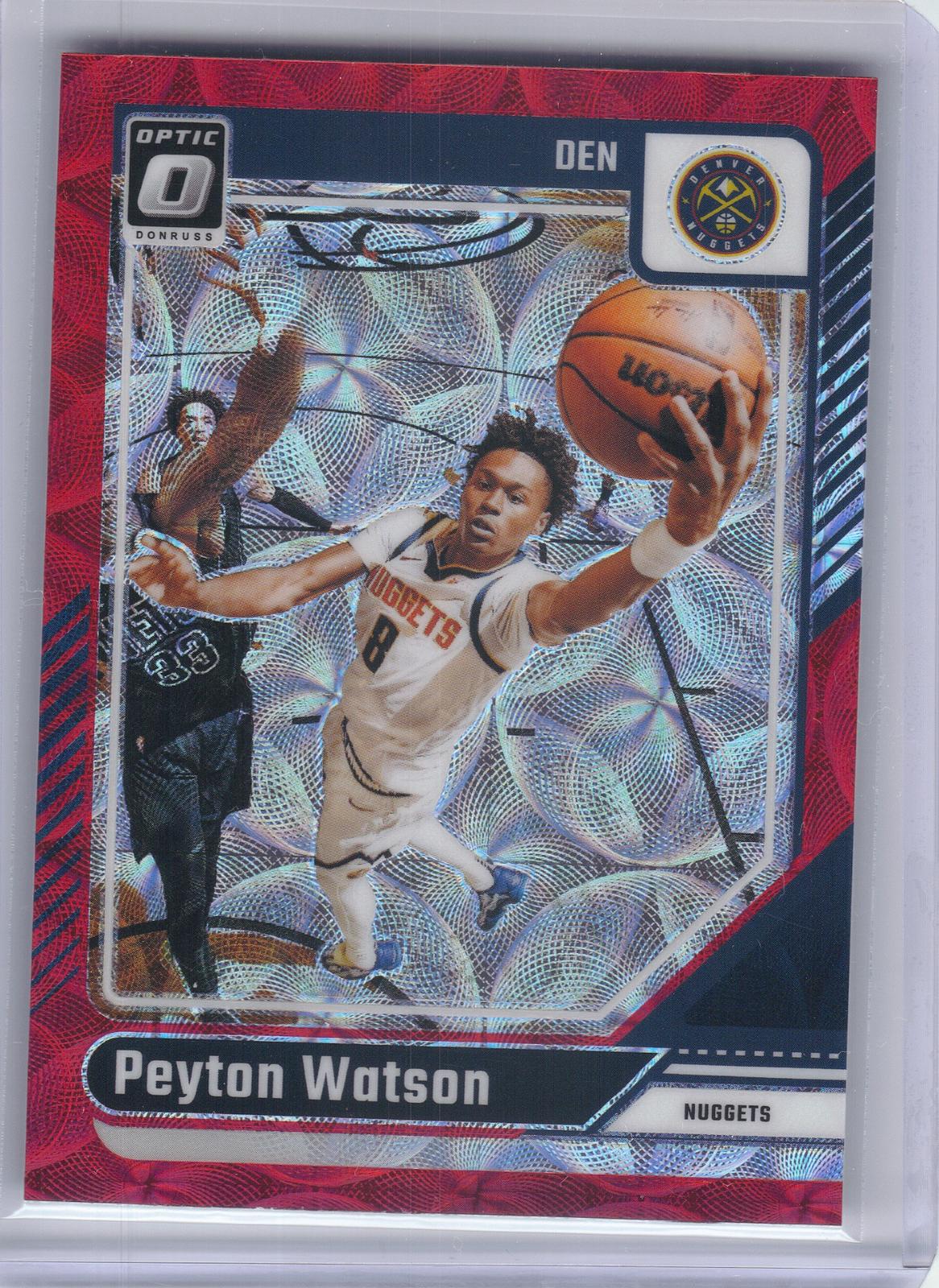 2024-25 Donruss Optic #216 Peyton Watson Red International Denver Nuggets