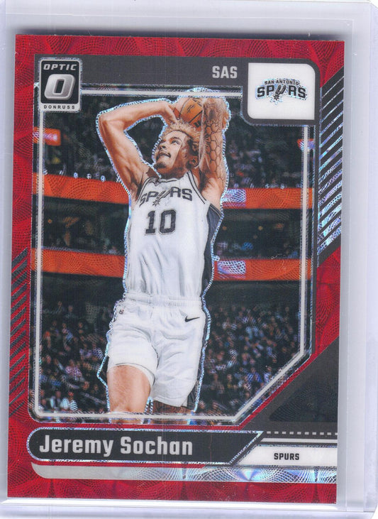 2024-25 Donruss Optic #196 Jeremy Sochan Red International San Antonio Spurs