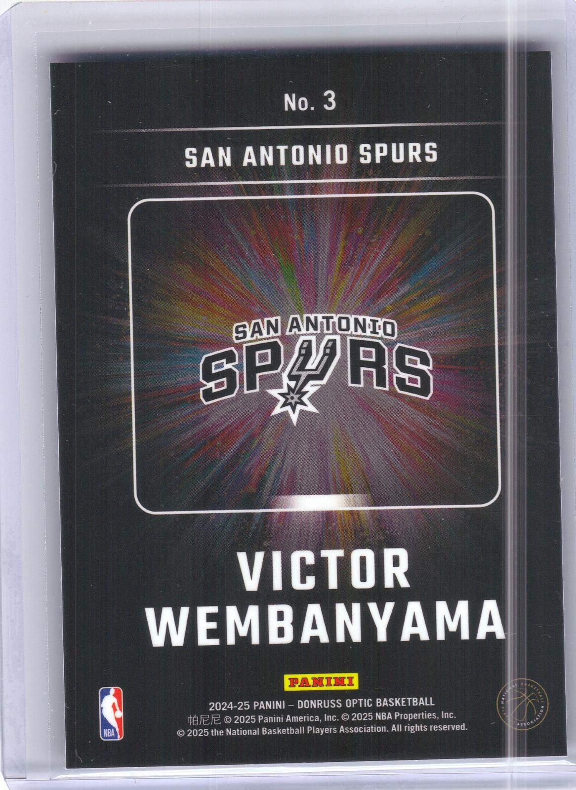 2024-25 Donruss Optic #3 Victor Wembanyama Lights Out San Antonio Spurs