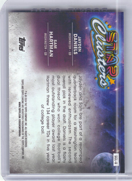 2024 Topps Chrome Cosmic #SCL-8 Jayden Daniels / Sam Hartman Star Clusters Washington Commanders