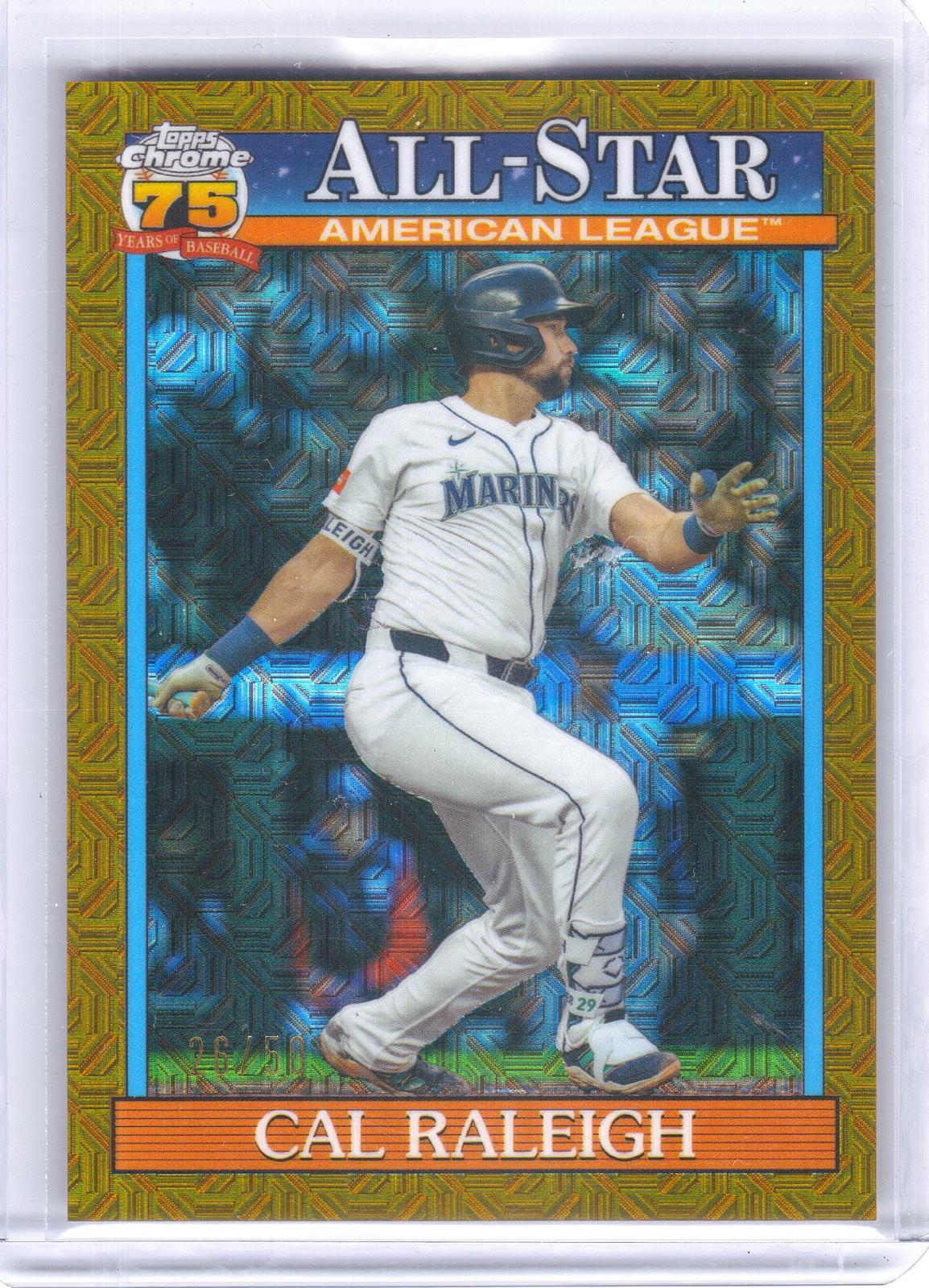 2026 Topps #91ASC-37 Cal Raleigh 1991 Topps Baseball 35th Anniversary Chrome All-Stars Gold Refractor #/50 Seattle Mariners SN