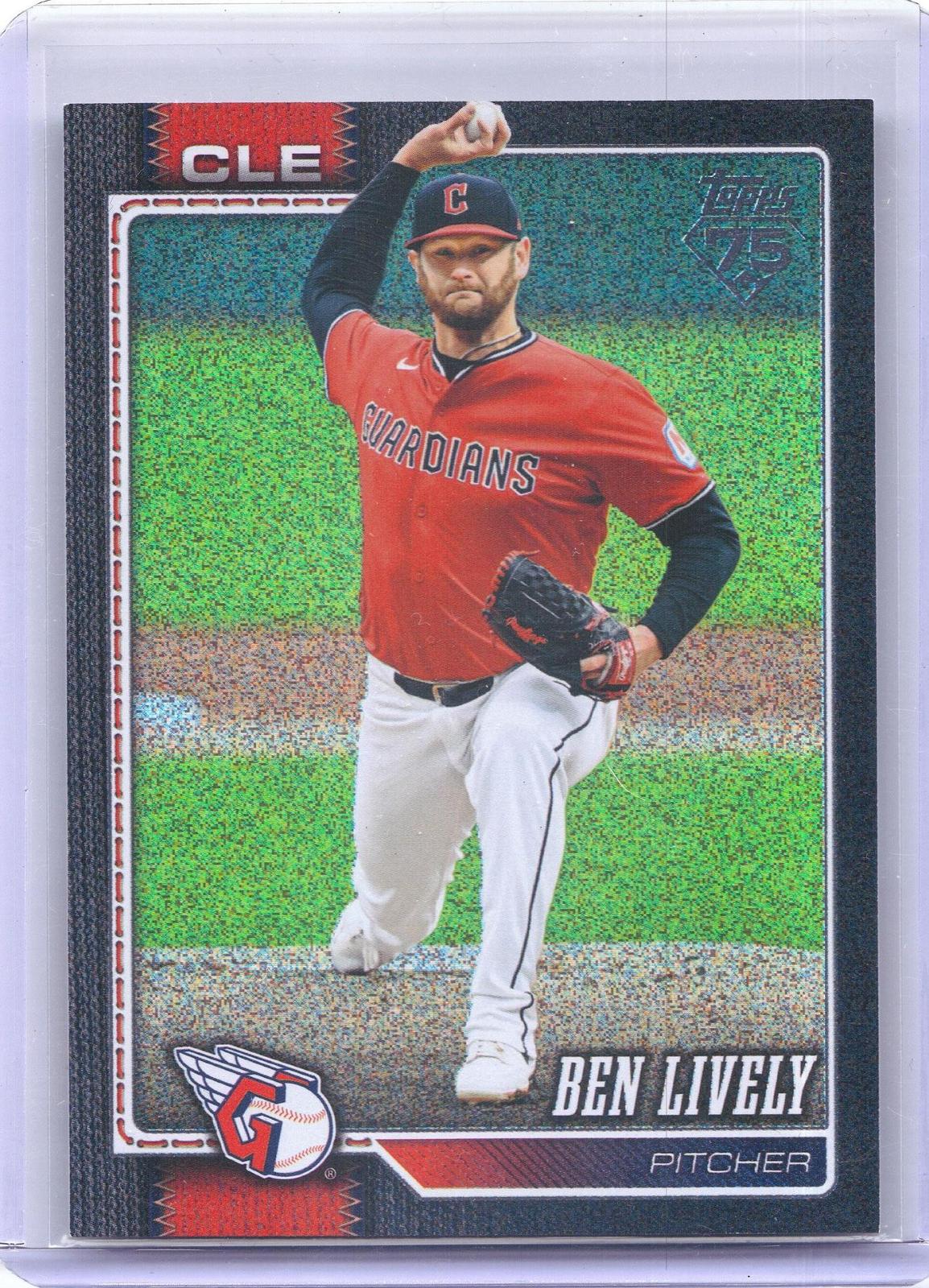 2026 Topps #109 Ben Lively Black Sandglitter #/10 Cleveland Guardians SN