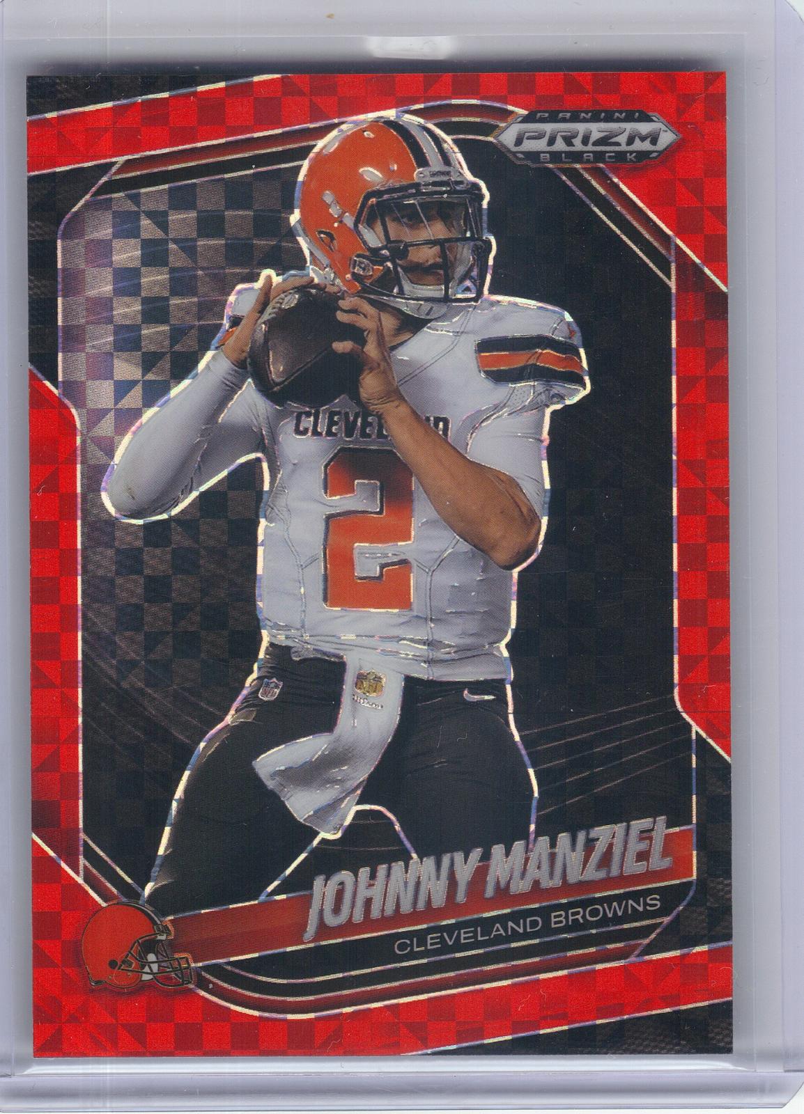 2025 Panini Prizm Black #33 Johnny Manziel Prizm Red Power #/75 Cleveland Browns SN