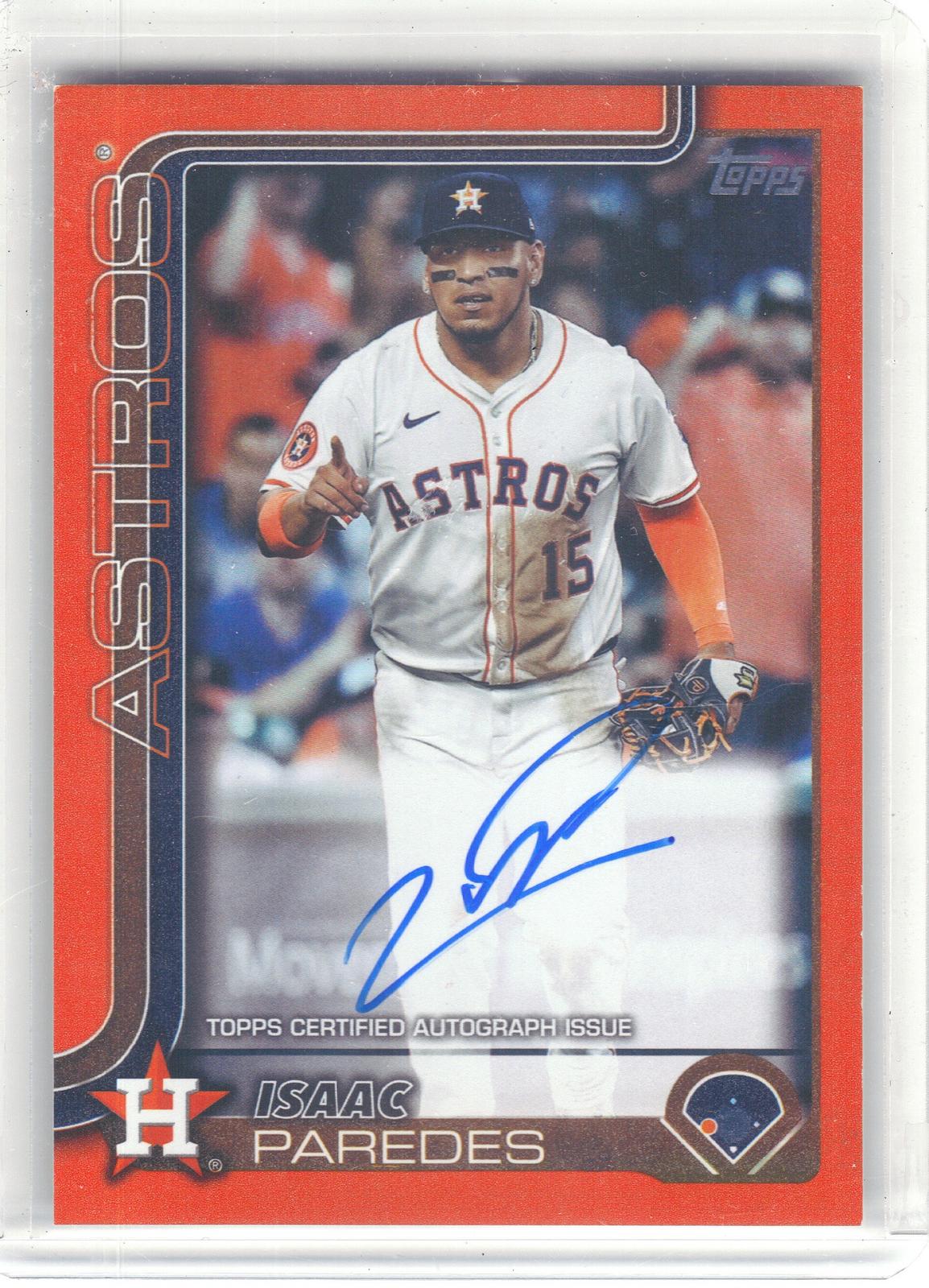 2025 Topps Update #US195 Isaac Paredes Real Ones Autographs Orange Foil #/25 Houston Astros SN, AU