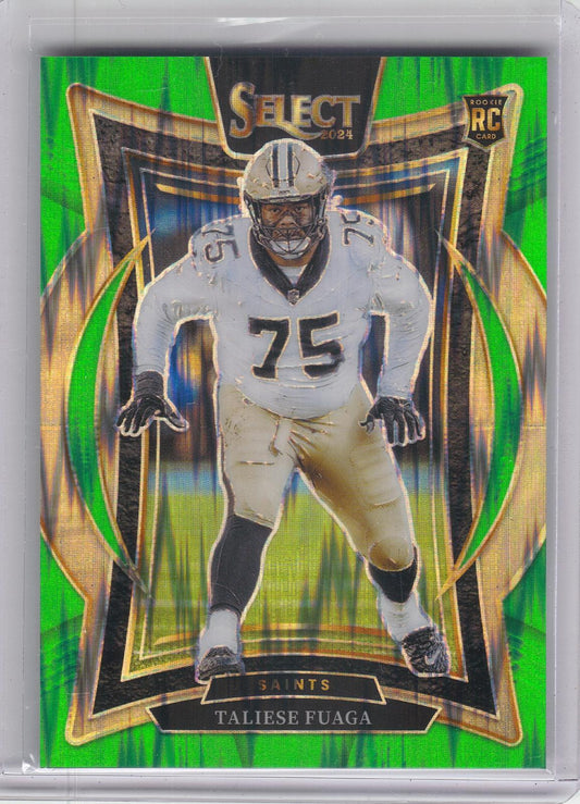 2024 Panini Select #56 Taliese Fuaga Neon Green Prizm Shock #/599 New Orleans Saints SN, RC