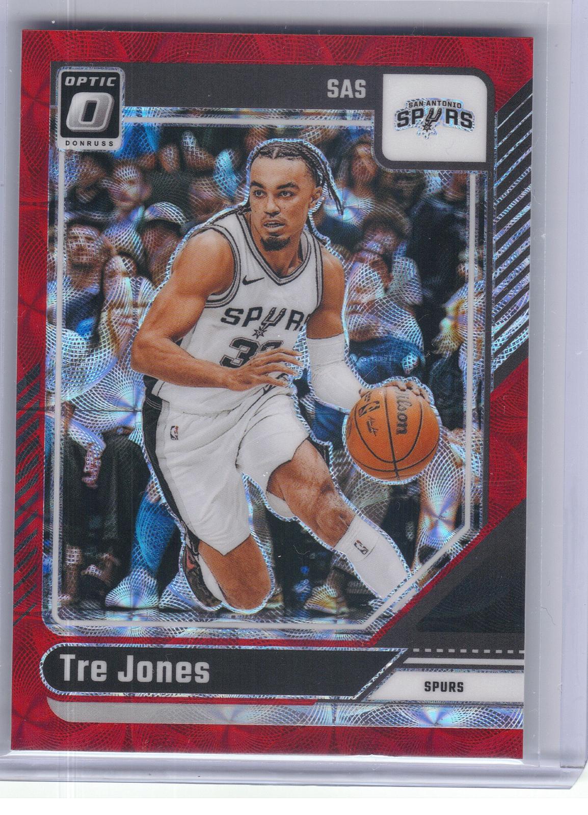 2024-25 Donruss Optic #112 Tre Jones Red International San Antonio Spurs