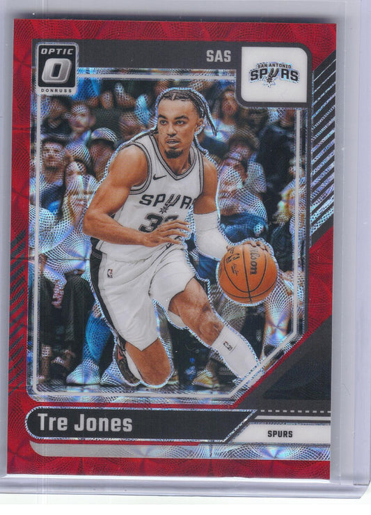 2024-25 Donruss Optic #112 Tre Jones Red International San Antonio Spurs