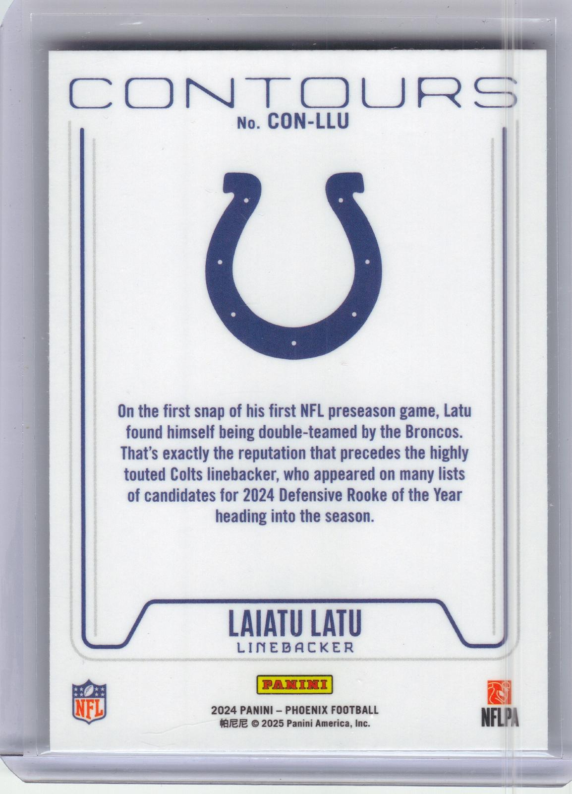 2024 Panini Phoenix #CON-LLU Laiatu Latu Contours Indianapolis Colts