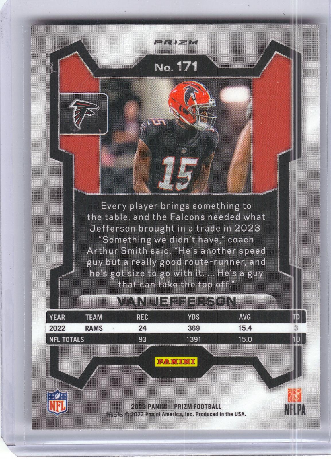 2023 Panini Prizm #171 Van Jefferson Red Sparkle Atlanta Falcons