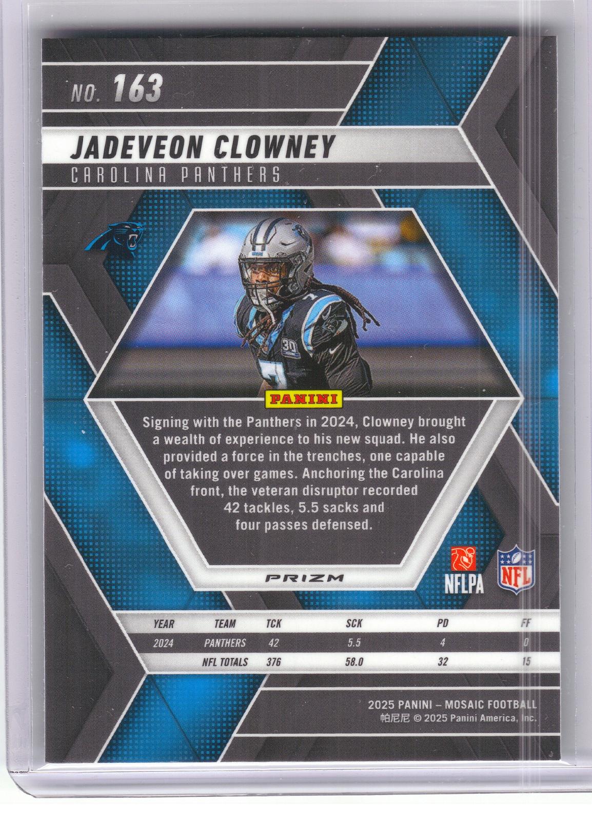 2025 Panini Mosaic #163 Jadeveon Clowney Mosaic Green Carolina Panthers