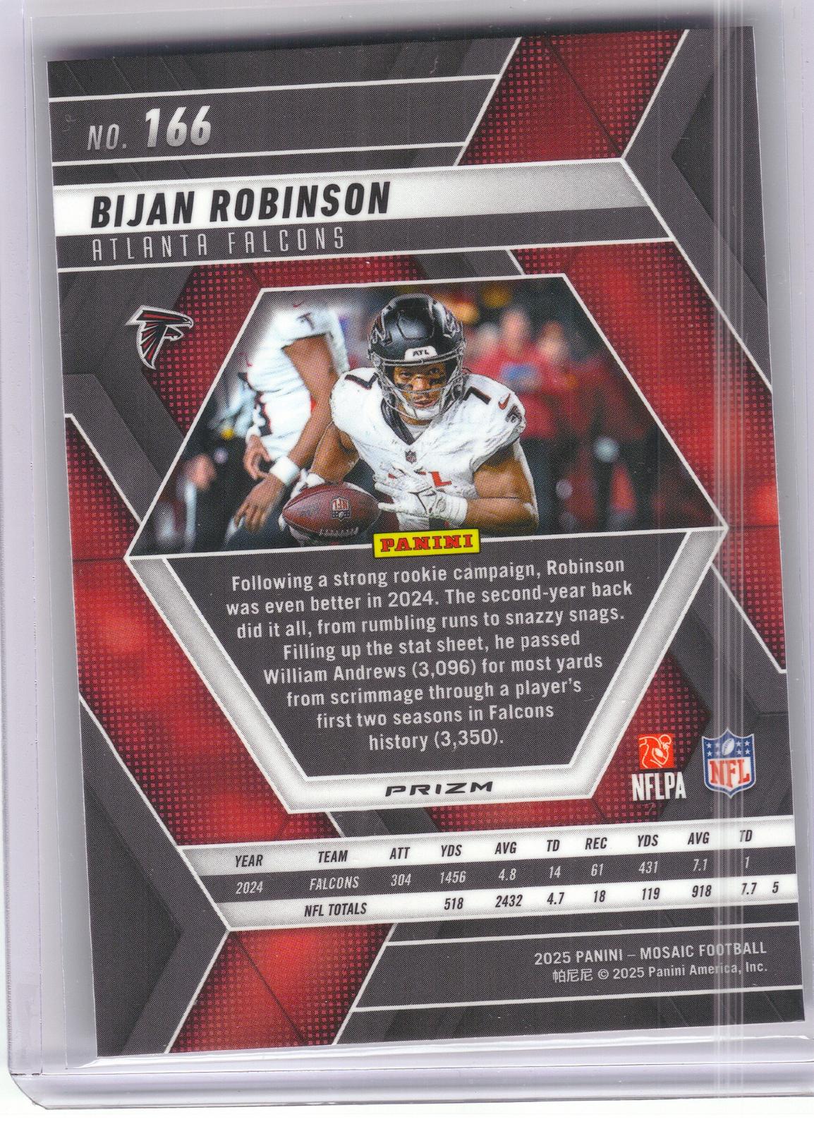 2025 Panini Mosaic #166 Bijan Robinson Mosaic Camo Pink Atlanta Falcons