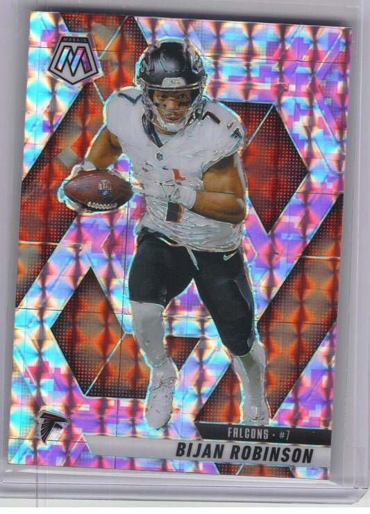 2025 Panini Mosaic #166 Bijan Robinson Mosaic Camo Pink Atlanta Falcons
