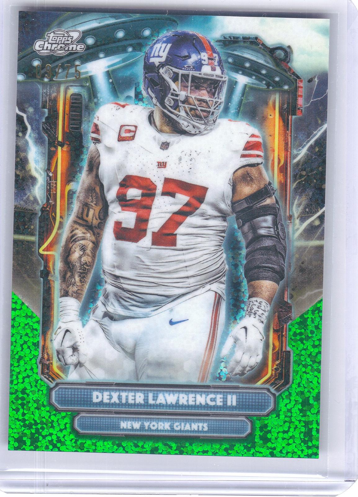 2025 Topps Chrome Cosmic #ET-18 Dexter Lawrence II Extraterrestrial Talent Green Space Dust Refractor #/75 New York Giants SN