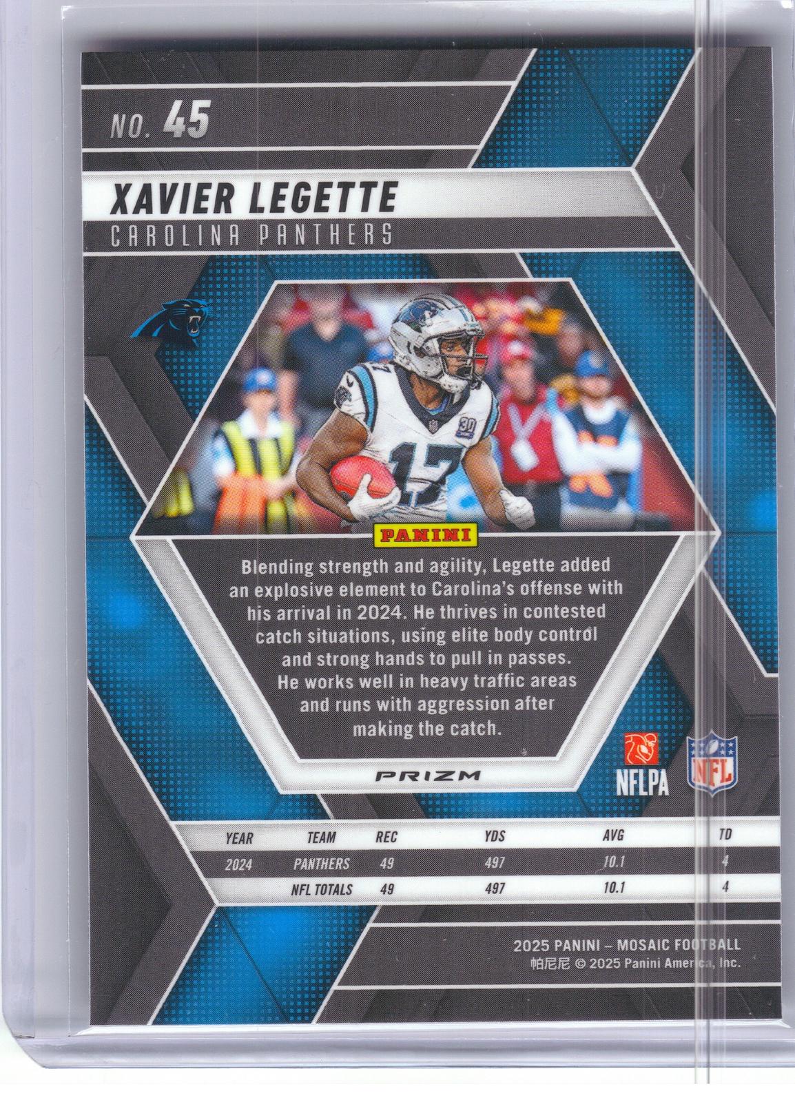 2025 Panini Mosaic #45 Xavier Legette Mosaic Camo Pink Carolina Panthers