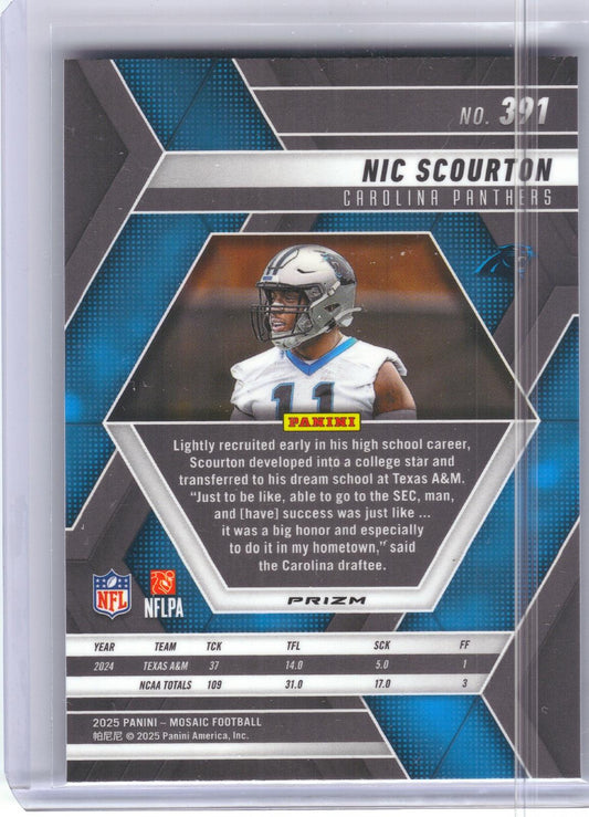 2025 Panini Mosaic #391 Nic Scourton Mosaic Carolina Panthers RC