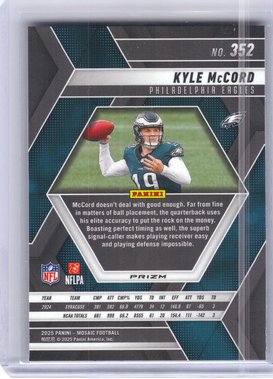 2025 Panini Mosaic #352 Kyle McCord Mosaic Camo Pink Philadelphia Eagles RC
