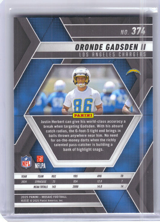 2025 Panini Mosaic #374 Oronde Gadsden II Los Angeles Chargers RC