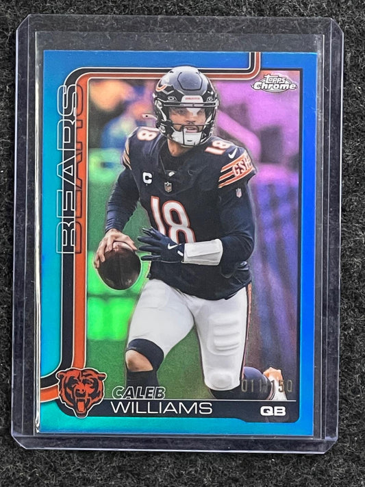 Caleb Williams 2025 Topps Chrome #52 Blue Refractor #/150 Bears