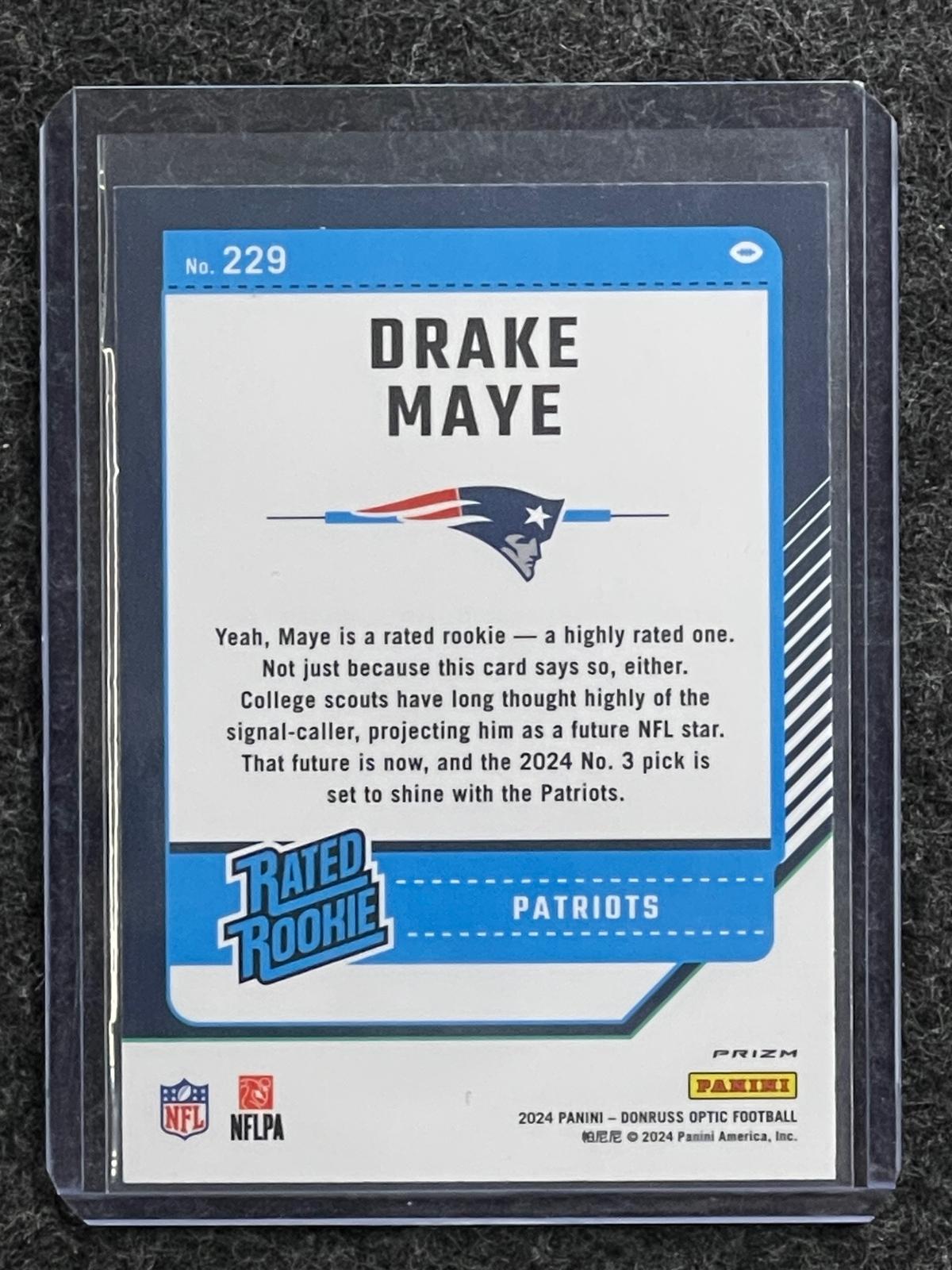 Drake Maye 2024 Donruss Optic #229 Holo Patriots