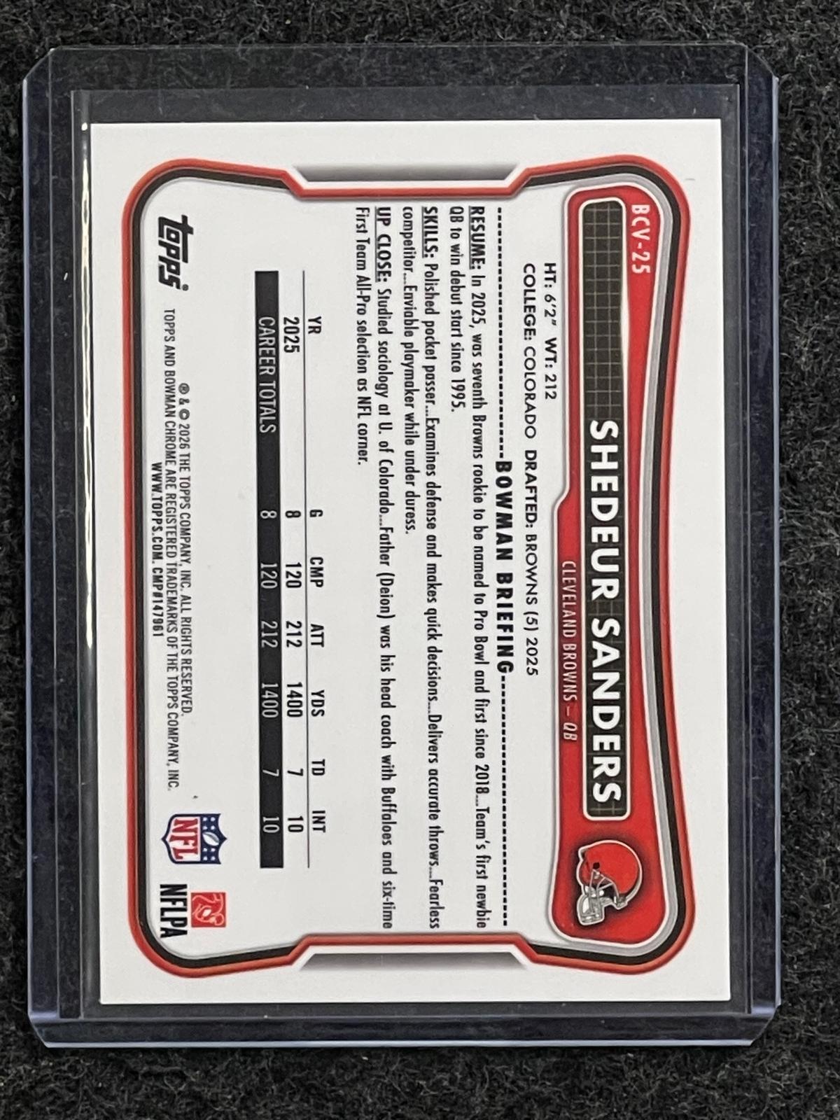 2026 Bowman #BCV-25 Shedeur Sanders Chrome Mojo Refractor