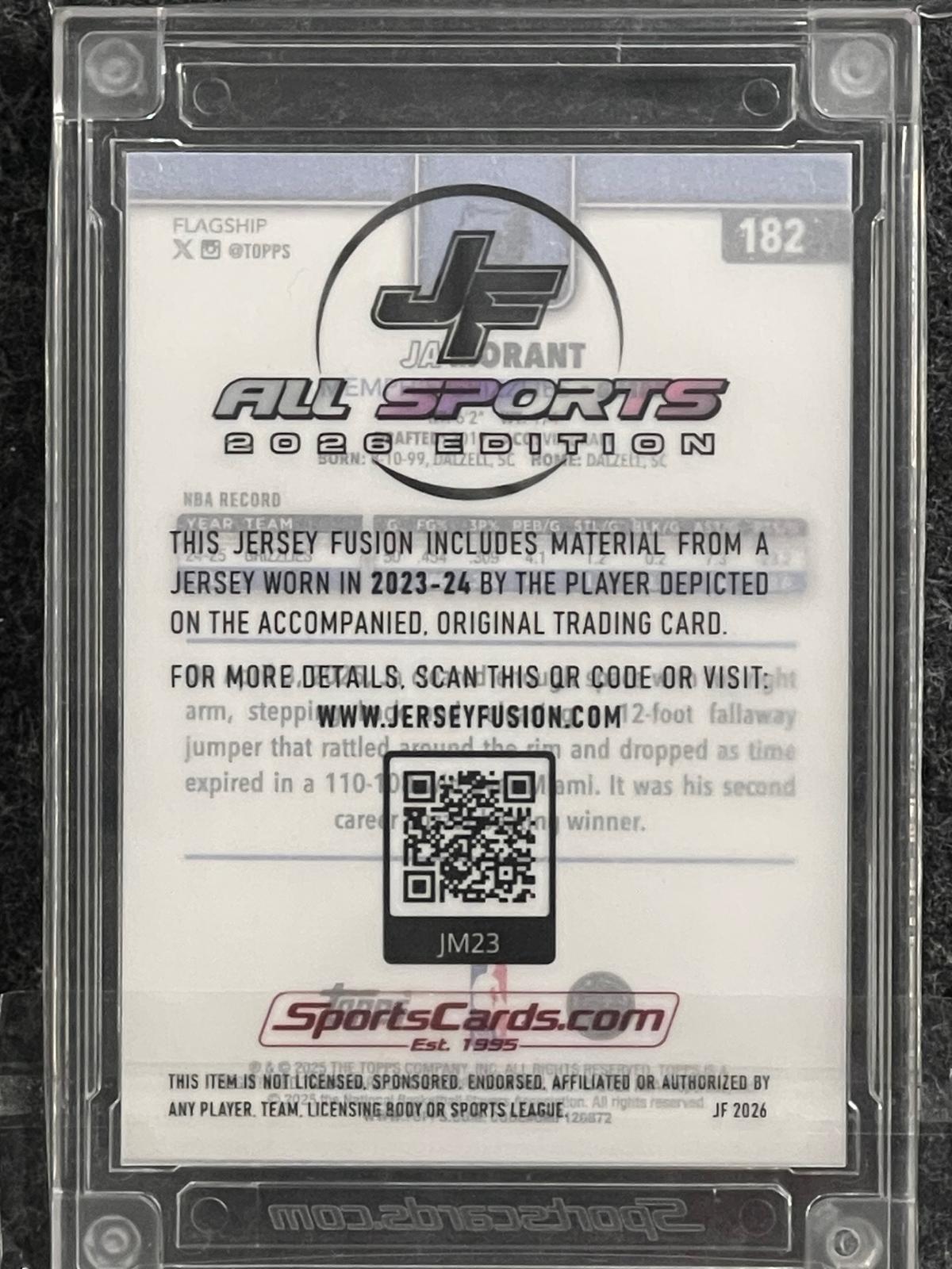 2025-26 Topps #182 Ja Morant Jersey Fusion Player Worn